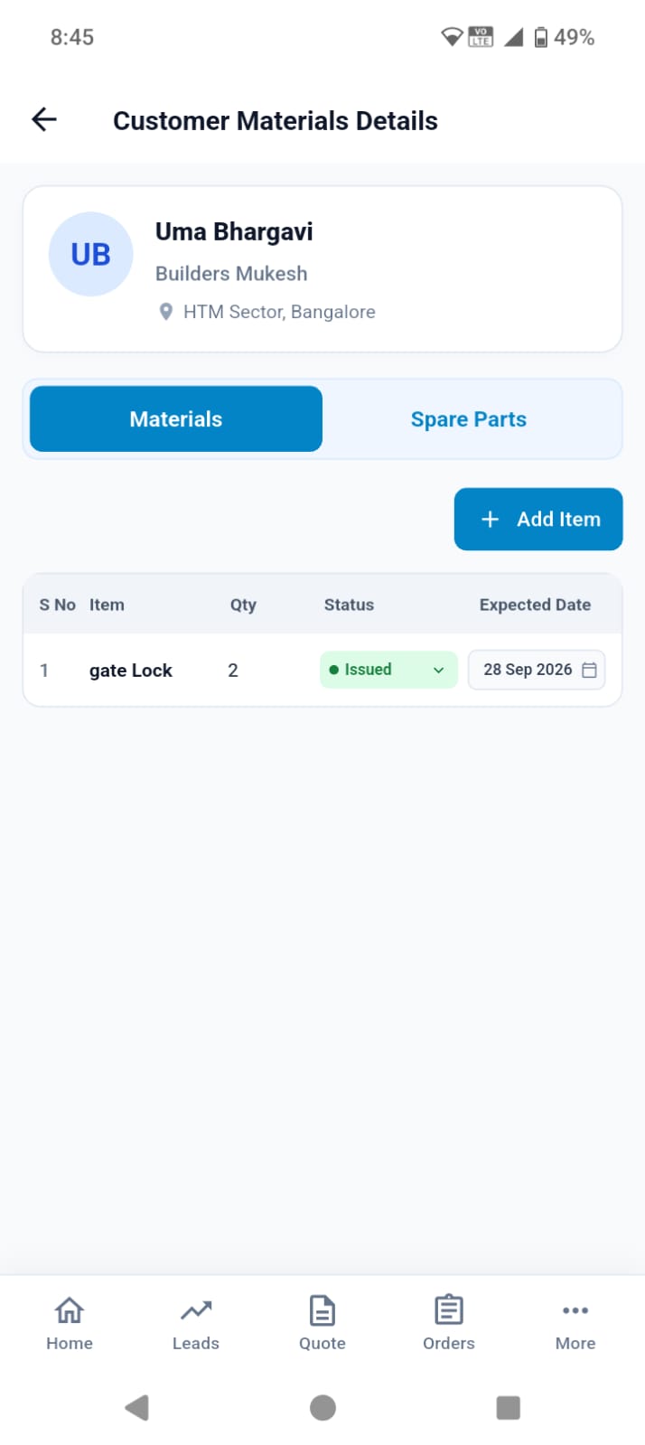 Inventory Management Mobile Screen