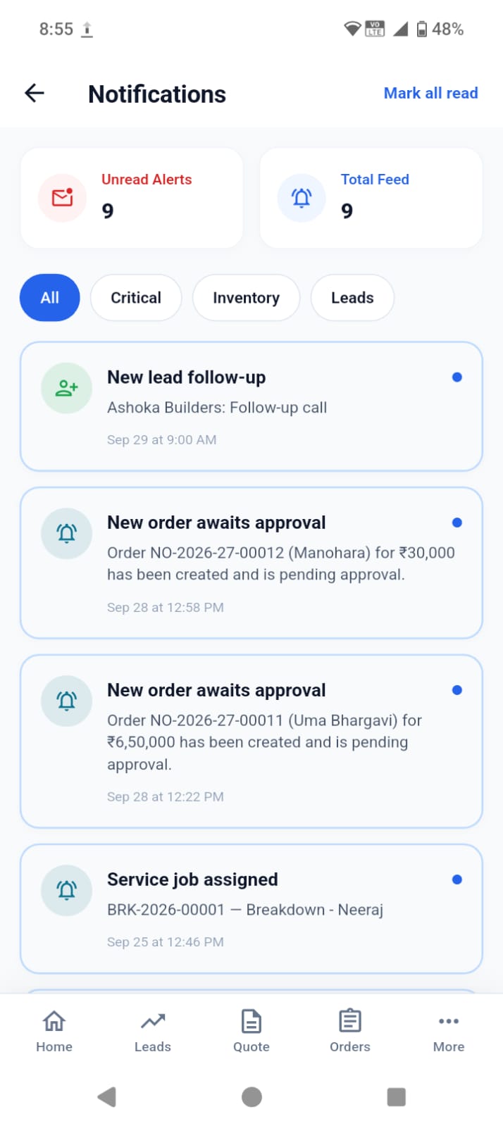 Smart Notifications Mobile Screen