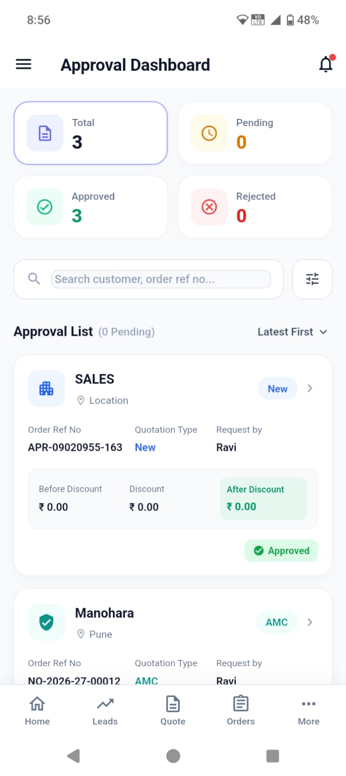 Approval Workflow Mobile Screen
